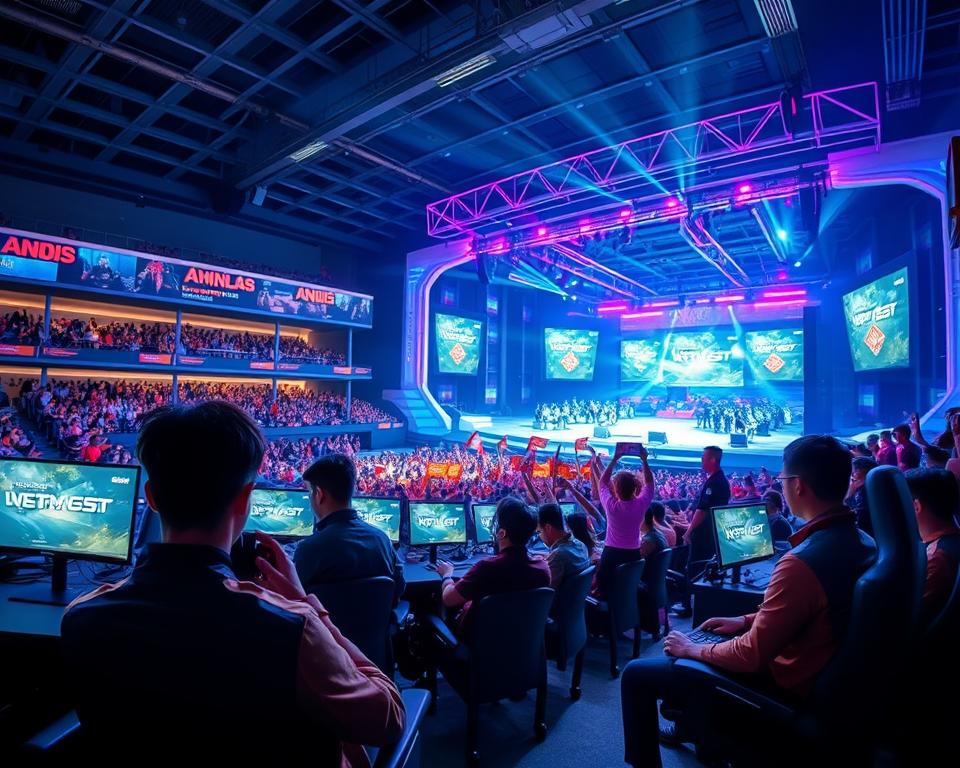 turnamen e-sports Indonesia dengan arena gaming modern